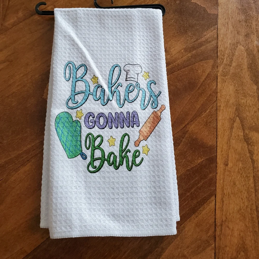 Bakers Gonna Bake Waffle Knit Tea Towel